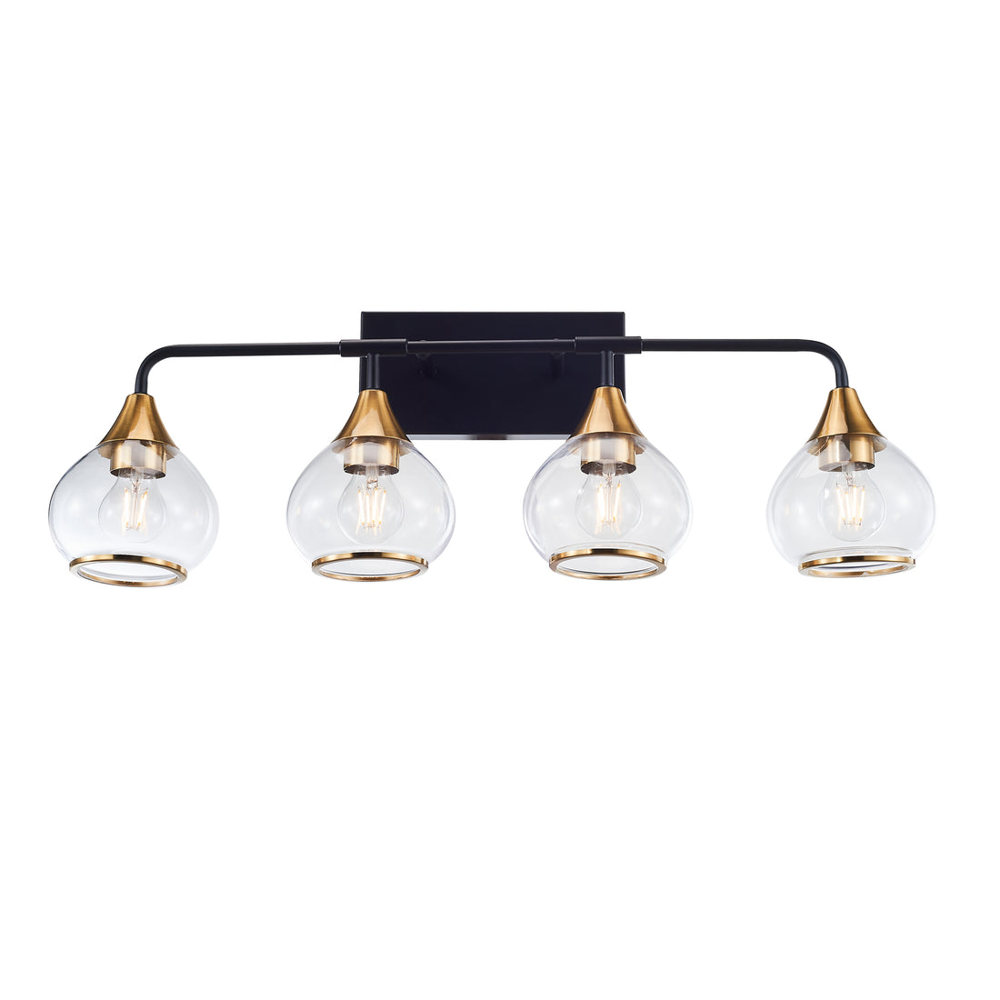 Home Decorative Bedroom Bathroom Vanity Light Matte Black Antique Brass Iron Glass 4 Light E26 Bulb Wall Mounted Light Antique Brass,Matte Black Modern Glass,Iron