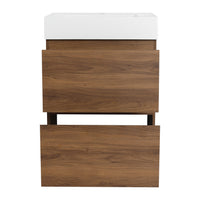 24" Bathroom Vanities With Single Sink Combo, Modern Undermount Bathroom Sink Cabinet With Double Drawer, Freestanding Bathroom Sink Cabinet,Engineering Wood,Brown Brown American Design Engineered Wood