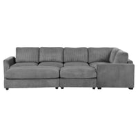 121.3" Sectional Couch Sofa Bed Modular Sofa With Two Movable Ottomans For Living Room Old Sku:N719S001640E , Gray Gray Foam Corduroy 7 Seat