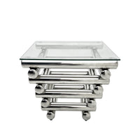 Modern Stainless Steel Coffee Table Set Set Of 3 , Clear Tempered Glass Table Top, Coffee Table & End Side Table 3 Pieces Sets For Living Room, Silver Clear,Silver Modern Open Storage Stainless