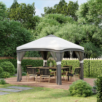 Outsunny 10' X 10' Pop Up Canopy Tent With Netting, Instant Tents For Parties, Height Adjustable, With Wheeled Carry Bag And 4 Sand Bags For Outdoor, Garden, Patio, Gray Gray Steel