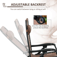 Outsunny Set Of 2 Outdoor Rocking Chairs, Foldable Reclining Zero Gravity Lounge Rocker With Pillow, Cup & Phone Holder, Combo Design With Folding Legs, Brown Brown Fabric Metal