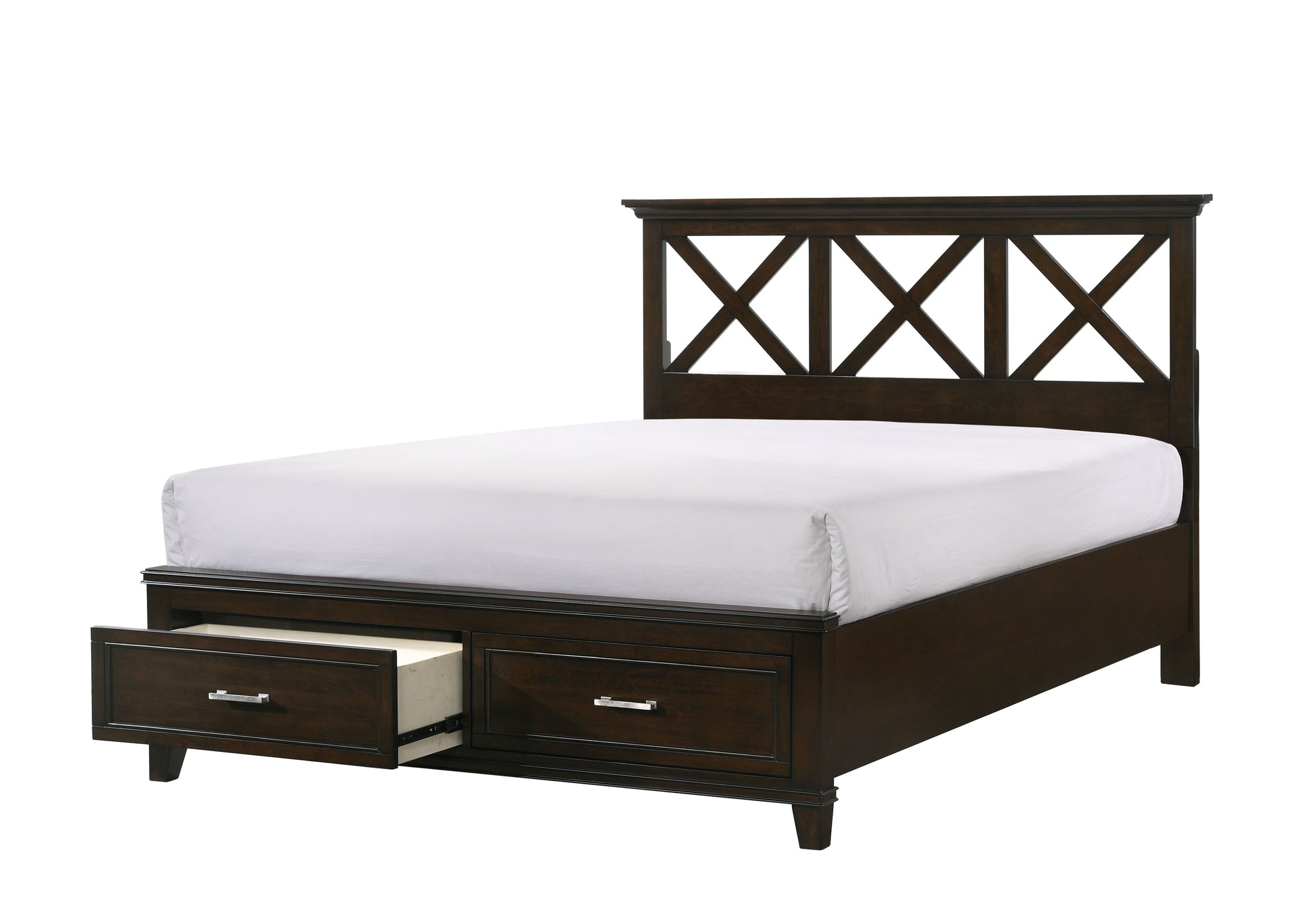 King X Storage Bed Mahogany Solid Wood Mdf