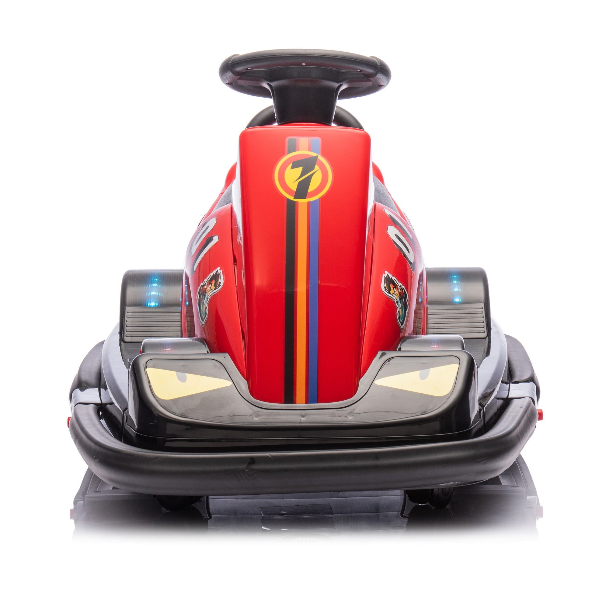 12V Kids Ride On Motor Bumper Car,Integrating System,Rotate 360 Degrees In Place,Collision Triggers Sound Effects And Lights,Four Wheel Waterfall Light,Cute Appearance Design For Kids Aged 3 5. Red