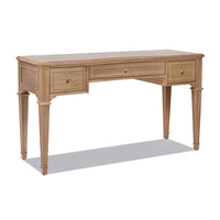 Dauphin 55" 3 Drawer Wood Executive Desk, Natural Brown Wood Brown Solid Wood Mdf Solid Wood Mdf