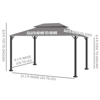 Outsunny 10' X 13' Patio Gazebo, Outdoor Gazebo Canopy Shelter With Netting And Curtains, Aluminum Frame For Garden, Lawn, Backyard And Deck, Gray Gray Aluminum