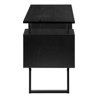 Computer Desk, Home Office, Laptop, Storage, 48"L, Work, Black Laminate, Black Metal, Contemporary, Modern Black Particle Board