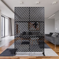 Outdoor & Indoor Privacy Screen Metal Privacy Screen 76" H 48" W, Freestanding Decorative Privacy Screen For Deck Balcony Patio, Privacy Fence Panels For Outside Lawn Garden Ps113 Black Black Steel