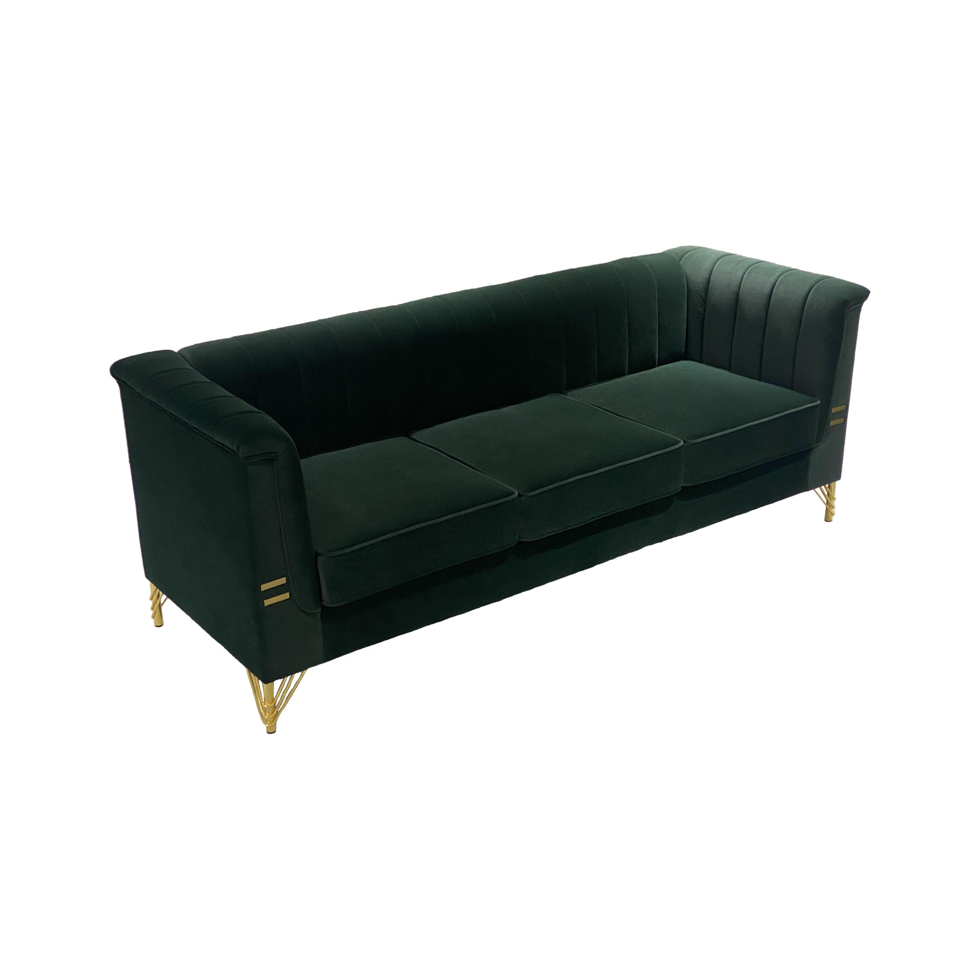 Fx P82 Gr Sofa 82.67'' W Velvet Sofa, Mid Century Sofa Furniture Chesterfield Couch For Living Room Sofa, Green Green Velvet 3 Seat