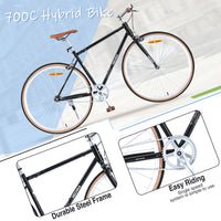 Single Speed Retro Style 700C Road Bike For Men Women'S City Bicycle,Steel Frame Black Steel