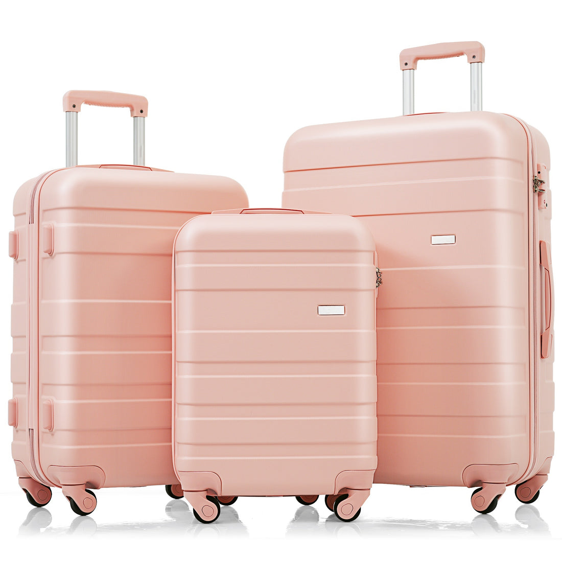 Luggage Sets Model Abs Hardshell 3Pcs Clearance Luggage Hardside Lightweight Durable Suitcase Sets Spinner Wheels Suitcase With Tsa Lock 20''24''28'' Pink Pink Abs