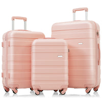 Luggage Sets Model Abs Hardshell 3Pcs Clearance Luggage Hardside Lightweight Durable Suitcase Sets Spinner Wheels Suitcase With Tsa Lock 20''24''28'' Pink Pink Abs