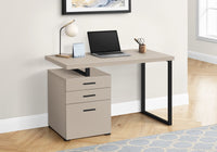 Computer Desk, Home Office, Laptop, Left, Right Set Up, Storage Drawers, 48"L, Work, Beige Laminate, Black Metal, Contemporary, Modern Taupe Particle Board