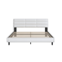 King Size Upholstered Platform Bed With Led Light Strips,White King White Upholstered