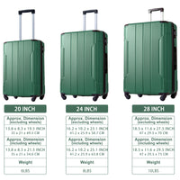 Hardshell Luggage, Lightweight Durable Abs Suitcases With Double Wheels, Expandable 28 Inch Checked Luggage 28" Single Luggage Green Abs