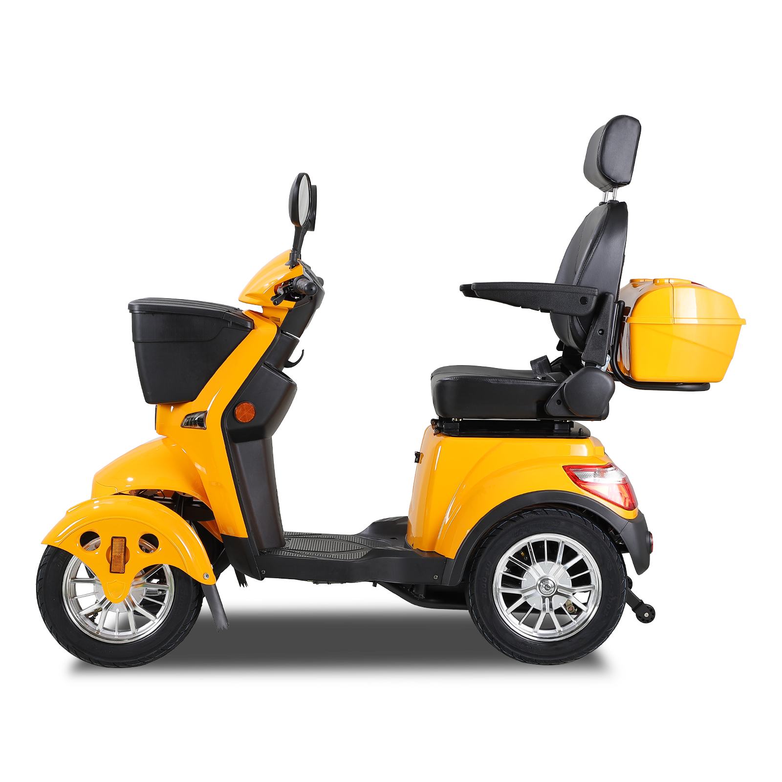 Xl3D4L Electric Mobility Recreational Travel Scooter For Adults,Mobility Scooters For Seniors, 4 Wheel Powered Mobility Scooters Yellow Abs Pc Abs Pc