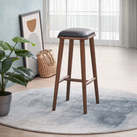 Jason Pu Leather Bar Stool Solid Black,Brown,Wood Brown Dining Room Foam Wipe Clean Rectangular Mid Century Modern Bar Stools Foam Pu Leather,Solid Wood