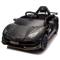 12V Kids Ride On Car W Parents Remote Control,Licensed Lamborghini Aventador Xago,Hydraulic Pressure Door,Slow Start,Early Education,Bluetooth,Adjustable Volume,Mp3,Usb,Led Lights For Kids Aged 3 8. Black 50 99 Lbs Polypropylene