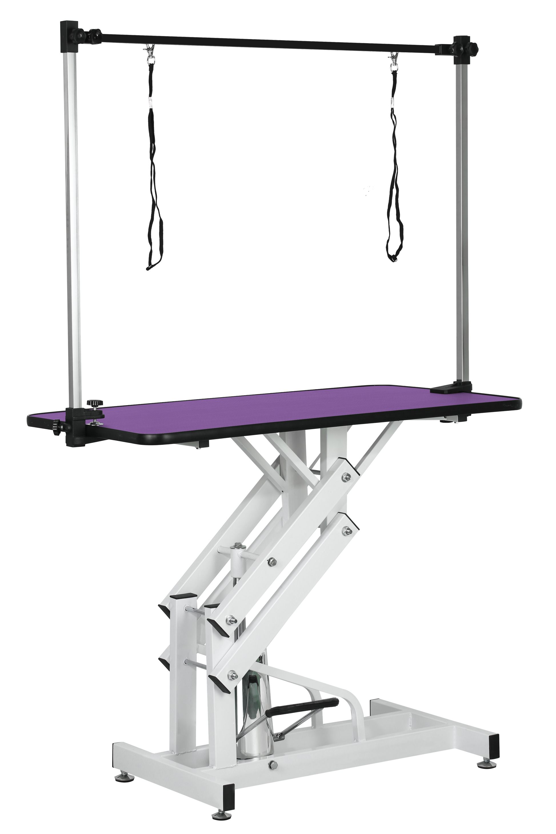 42.5Inch Hydraulic Pet Grooming Table With "H" Arm Purple White Purple Mdf Steel