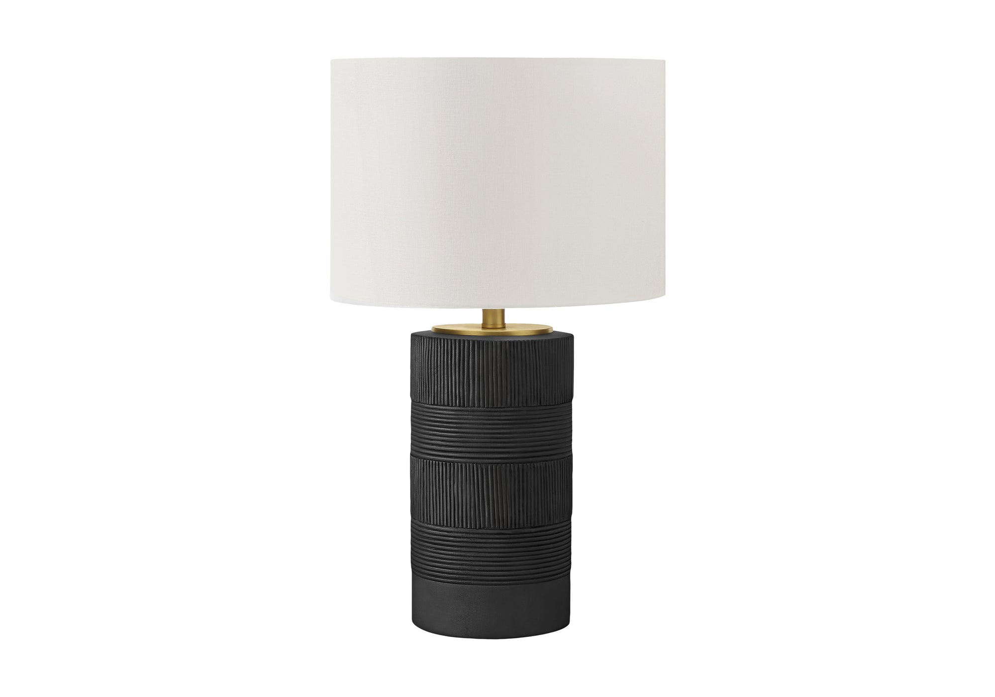 Lighting, 24"H, Table Lamp, Black Resin, Ivory Cream Shade, Contemporary Black Polyresin