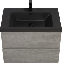 30" Floating Bathroom Vanity With Sink, Modern Wall Mounted Bathroom Storage Vanity Cabinet With Black Quartz Sand Top Basin And Soft Close Drawers, 24V12 30Gr Grey 24Vedi 30B 2 Grey Bathroom Wall Mounted Plywood