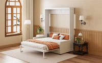 Full Size Murphy Bed Wall Bed With Cushion,White Full White Mdf Lvl