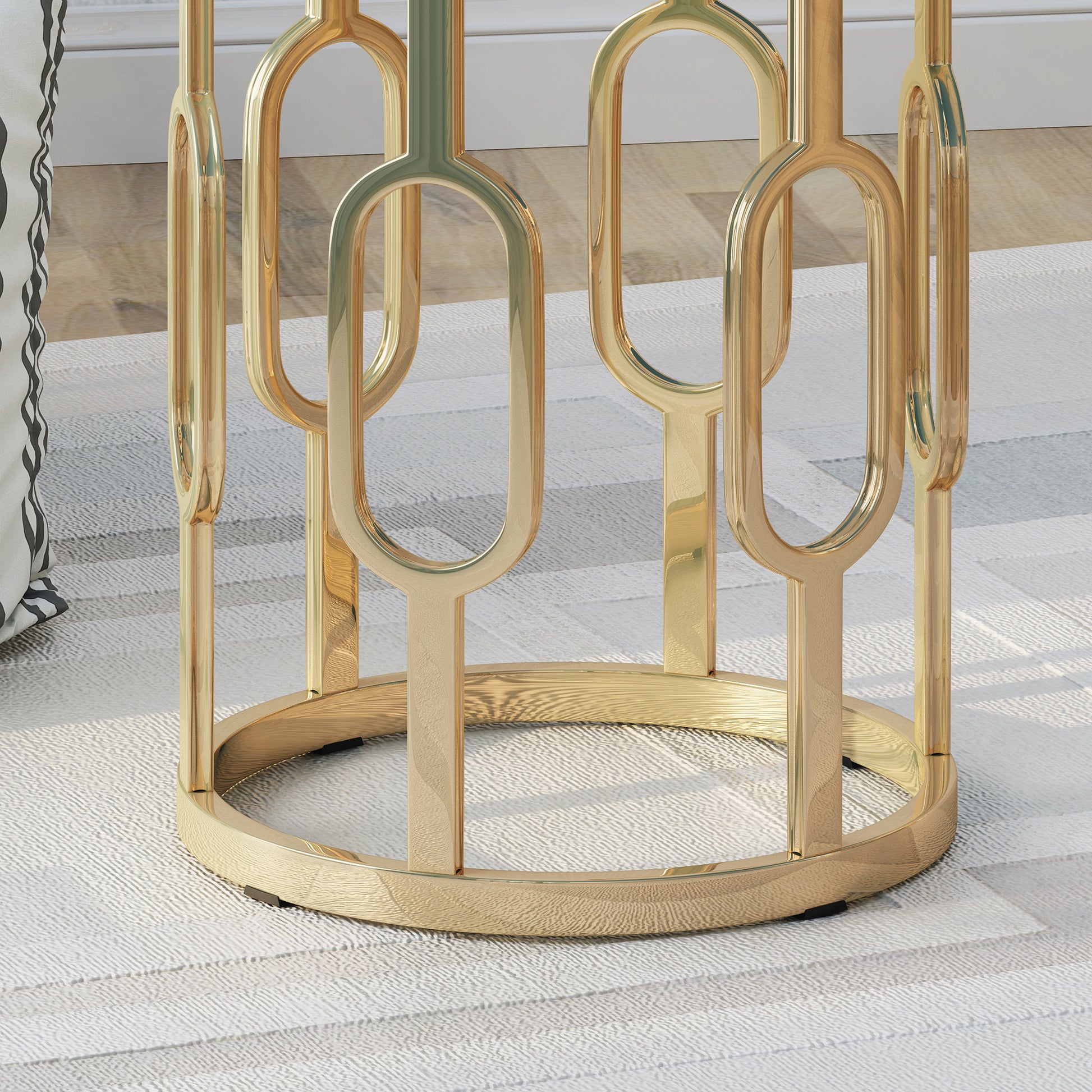 Drexel 16" Side Table White Gold Metal Stone