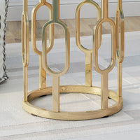 Drexel 16" Side Table White Gold Metal Stone