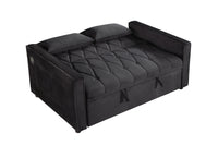 3 In 1 Sleeper Sofa Couch Bed Twin Black Fabric