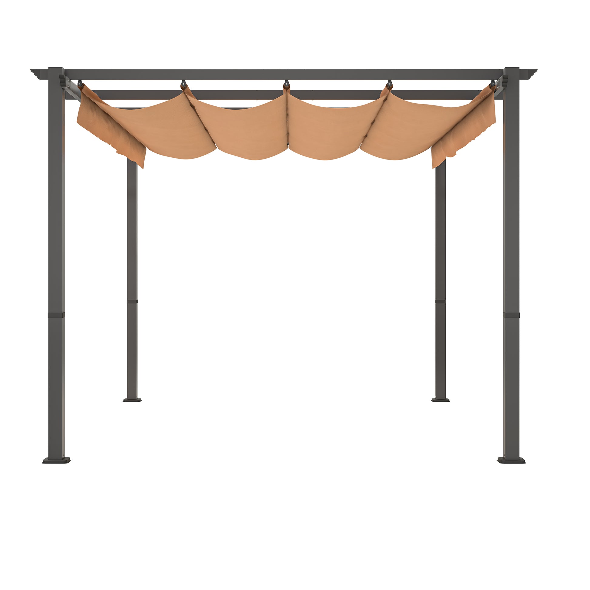 10' X 13' Aluminum Patio Pergola With Retractable Pergola Canopy, Backyard Shade Shelter For Porch, Outdoor Party, Garden, Grill Gazebo, Khaki Khaki Metal