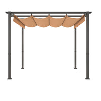 10' X 13' Aluminum Patio Pergola With Retractable Pergola Canopy, Backyard Shade Shelter For Porch, Outdoor Party, Garden, Grill Gazebo, Khaki Khaki Metal