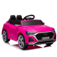 12V Kids Ride On Electric Car W Parents Remote Control,Licensed Audi Sq8 For Kids,Dual Drive,Suspension,Hanging Start,Three Speed Adjustable Music,Volume Control,Led Lights For Kids Aged 3 6. Pink