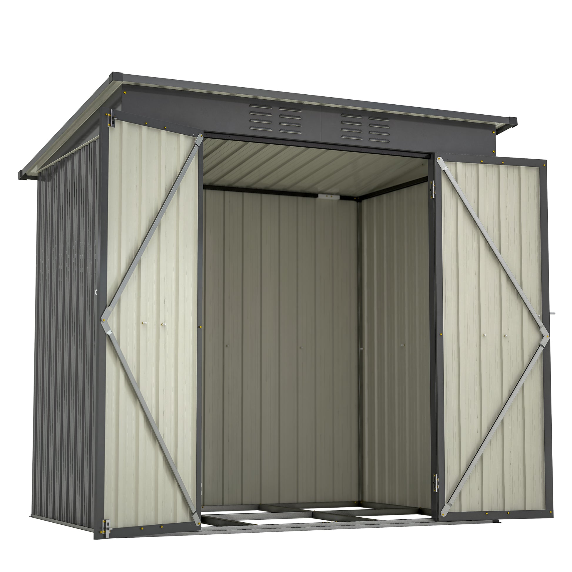 6 X 4 Ft Outdoor Storage Shed, All Weather Tool Shed For Garden, Backyard, Lawn, Black Black Metal