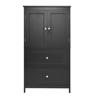 Bathroom Storage Cabinet, Cabinet With Two Doors And Drawers, Adjustable Shelf, Mdf Board, Black Black Mdf