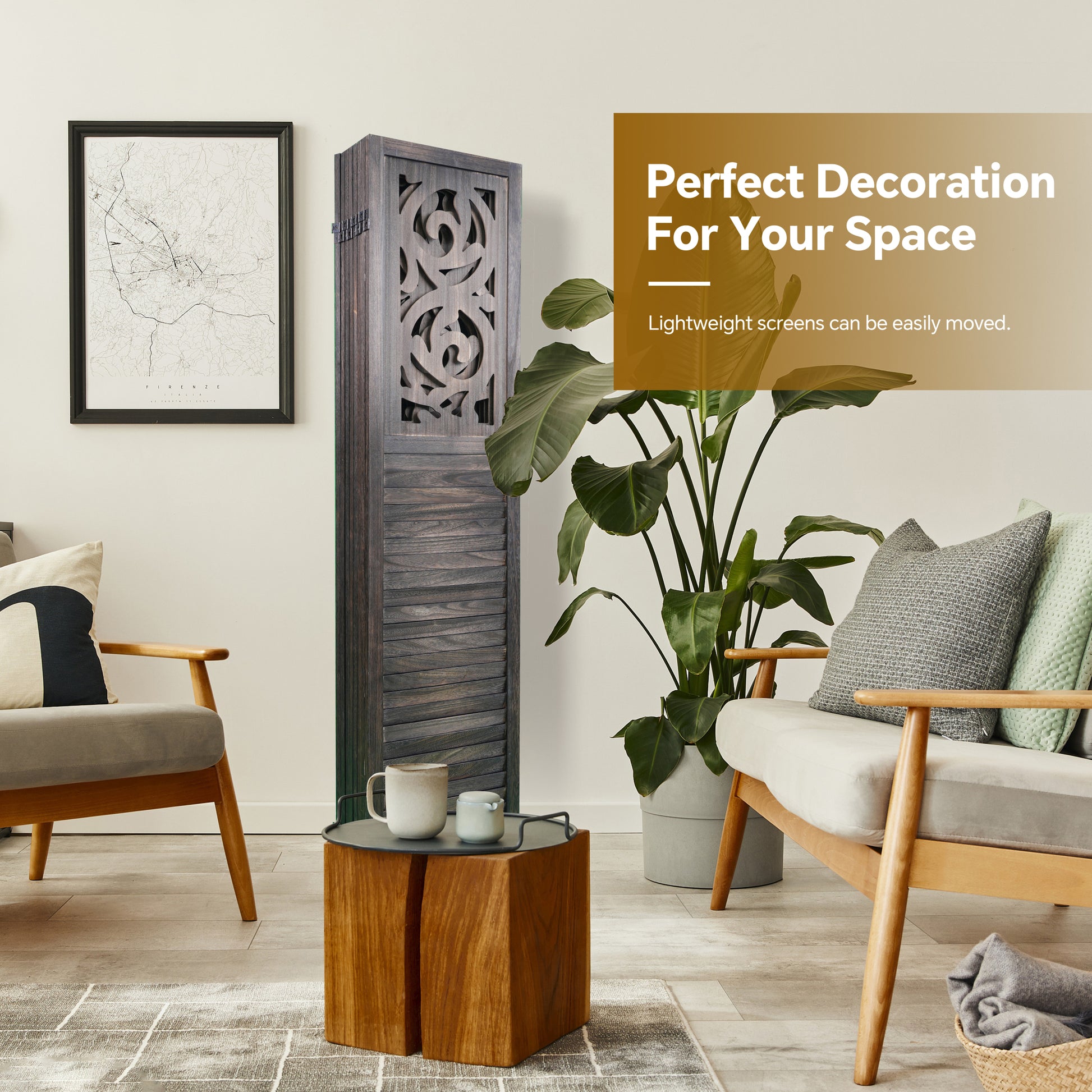 8 Panel Room Dividers, 6Ft Carved Wood Room Divider Partition Room Dividers Wall Wooden Carved Folding Privacy Screens Foldable Panel Wall Divider For Office Restaurant, Rustic Brown Rustic Brown Classic Wood