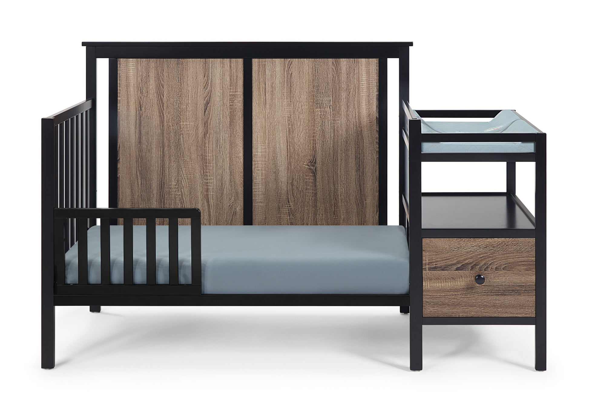 Connelly 4 In 1 Crib And Changer Combo Black Vintage Walnut Black Brown Wood