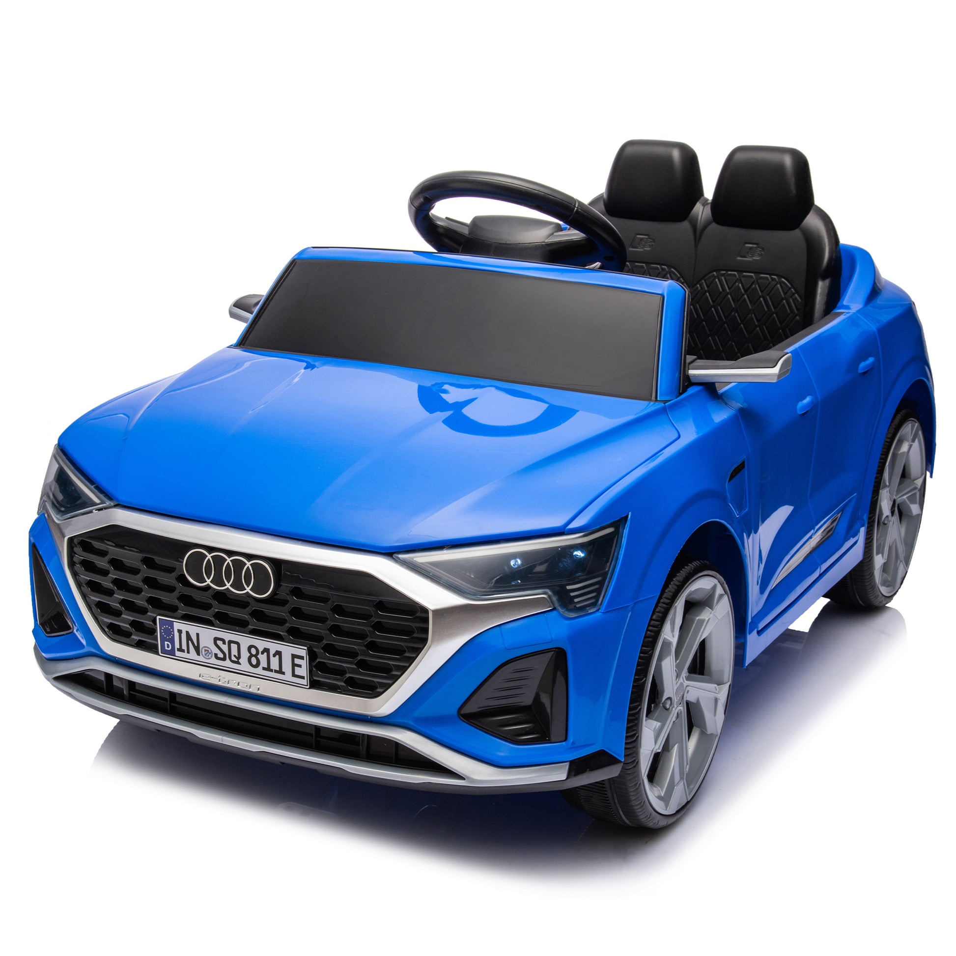 12V Kids Ride On Electric Car W Parents Remote Control,Licensed Audi Sq8 For Kids,Dual Drive,Suspension,Hanging Start,Three Speed Adjustable Music,Volume Control,Led Lights For Kids Aged 3 6. Blue