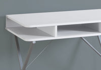 Computer Desk, Home Office, Laptop, Storage Shelves, 31"L, Work, White Laminate, Grey Metal, Contemporary, Modern White Mdf