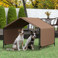 Pawhut Dog Shade Shelter, Portable Pet Tent, Water Resistant Dog House For Shade Protection, Outdoor, Garden, Patio, Backyard, Brown Brown Fabric