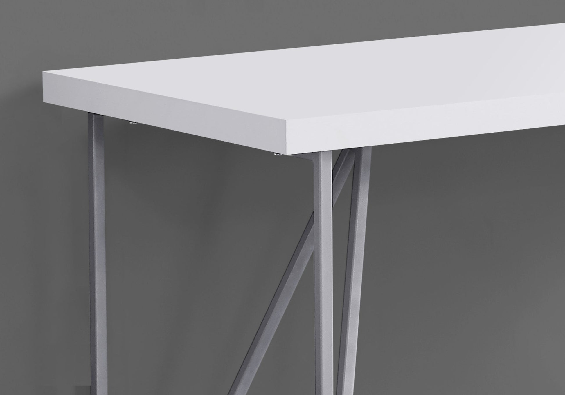 Computer Desk, Home Office, Laptop, 48"L, Work, White Laminate, Grey Metal, Contemporary, Modern White Metal