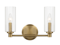 Regal Double Light Vanity With Clear Ribbed Glass Satin Brass Clear,Gold Glass,Metal