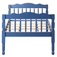 Blue Twin Over Twin Bunk Bed With Built In Ladder Blue Traditional Wood