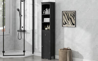 Tall Bathroom Cabinet, Freestanding Storage Cabinet With Drawer, Mdf Board, Adjustable Shelf, Black Black Mdf