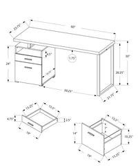 Computer Desk, Home Office, Laptop, Left, Right Set Up, Storage Drawers, 60"L, Work, Walnut Laminate, Grey Metal, Contemporary, Modern Walnut Particle Board