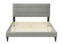 Twin Sized Channel Bed In A Box W Usb Gray Upholstered