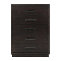 Modern Bedroom Furniture 1Pc Chest Of 5X Drawers Charcoal Finish Stylish Gunmetal Tone Handles Charcoal Bedroom Modern Wood