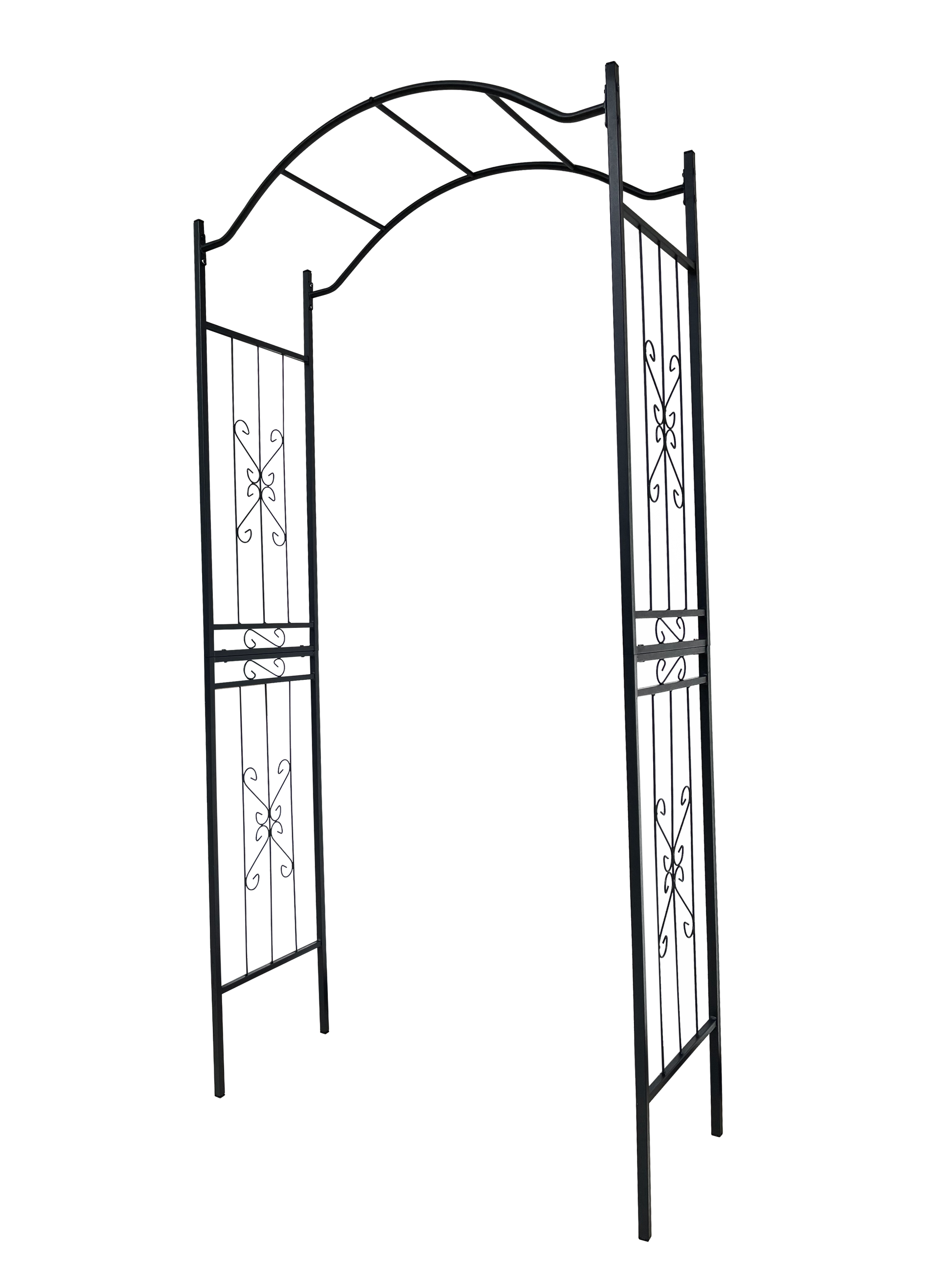 Metal Garden Arch With Black Powder Coated 3.6Ft Length X 1.47Ft Width X 7.5Ft Height Climbing Plants Support Arch Outdoor Black Garden Arbors Black Iron