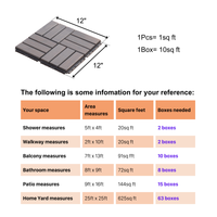 10 Pcs Interlocking Deck Tiles Checker Pattern, 12" X 12" Light Gray Square Acacia Hardwood Outdoor Flooring For Patio, Bancony, Pool Side,.. Gray Solid Wood