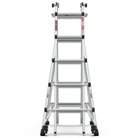 Aluminum Multi Position Ladder With Wheels, 300 Lbs Weight Rating, 22 Ft Metallic Grey Aluminium Alloy