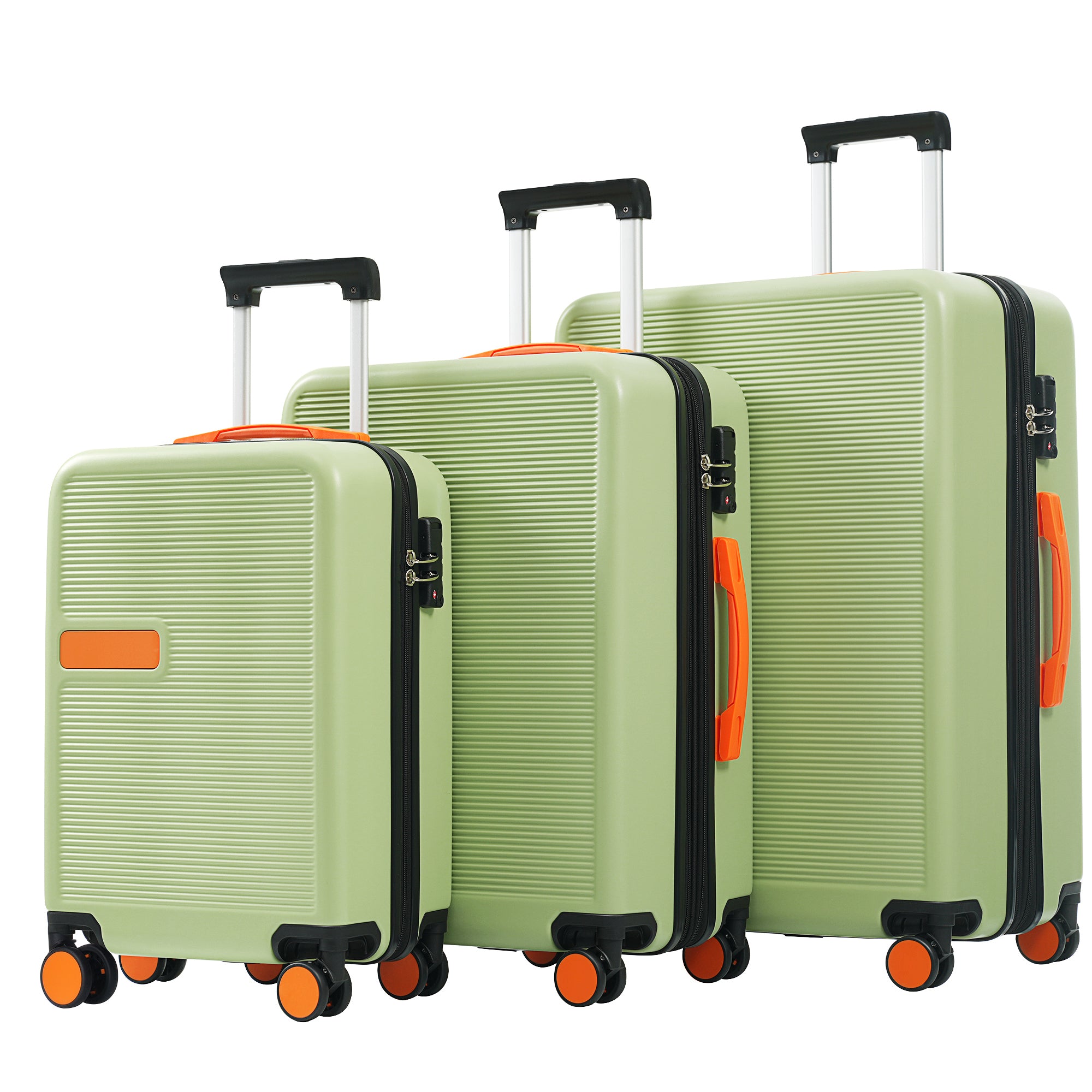 Hardshell Luggage Sets 3 Pcs Contrast Color Suitcase With Spinner Wheels And Tsa Lock 20" 24" 28" Available Light Green Abs